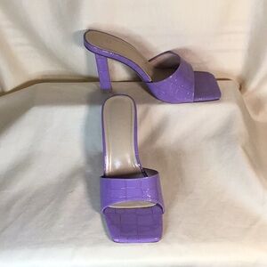Olivers Purple Heeled Mules with Square Toe